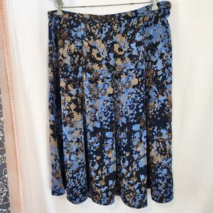 RUSSELL‎ KEMP Blue Brown A Line Flared Knee Length Skirt Size 12